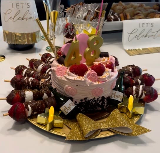 Celebration cake with strawberries